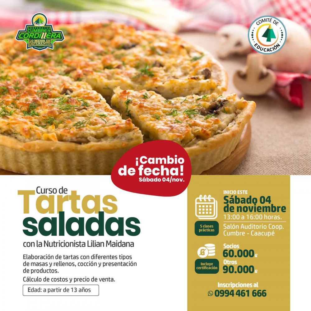 Curso de elaboración de Tartas Saladas
